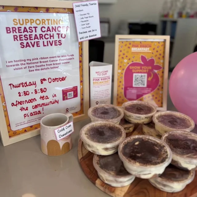 🎀🧁 MERNDA PINK RIBBON BAKE SALE WEEK! 🧁🎀

It’s time to bake, share and come together for a cause close to so many hearts. 💗

Our Mernda centre is enjoying some delicious treats while raising awareness and supporting breast cancer research and those affected by breast cancer. 

Every little contribution makes a difference, so let’s fill our week with kindness, community and plenty of yummy treats! 🧁